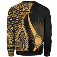 Marshall Islands Custom Personalised Sweatshirt - Gold Polynesian Tentacle Tribal Pattern - Polynesian Pride