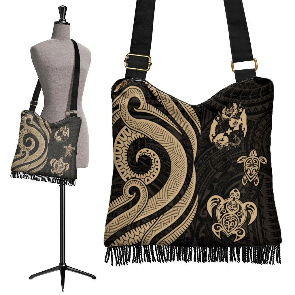 Tonga Boho Handbag - Gold Tentacle Turtle - Polynesian Pride