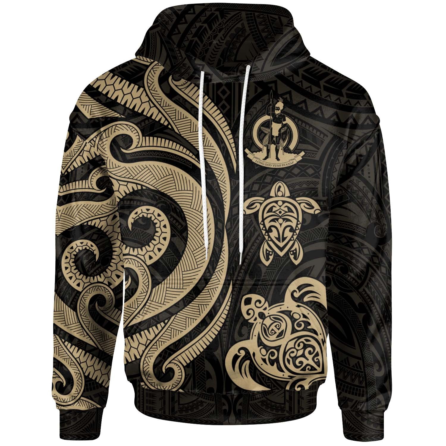 Vanuatu Hoodie Gold Tentacle Turtle Unisex Gold - Polynesian Pride