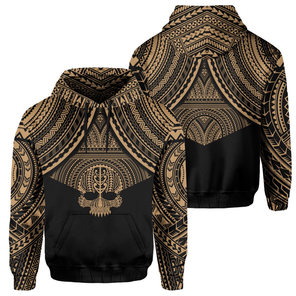 Polynesian Skull Hawaii Hoodie Gold Circle Style Unisex Gold - Polynesian Pride