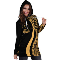 Chuuk Women's Hoodie Dress - Gold Polynesian Tentacle Tribal Pattern - Polynesian Pride