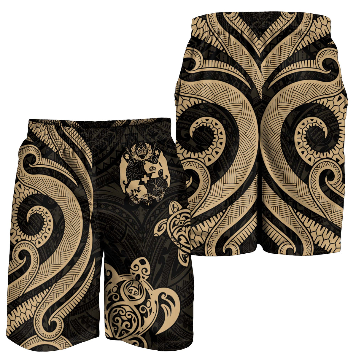 Tonga Men's Short - Gold Tentacle Turtle - Polynesian Pride