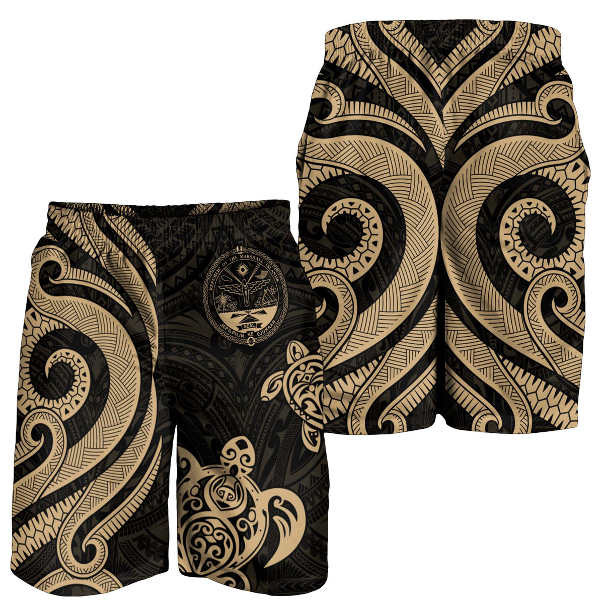 Marshall Islands Men's Short - Gold Tentacle Turtle - Polynesian Pride