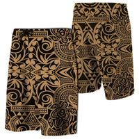 Hawaii Polynesian Tribal Turtle Board Shorts Gold Men Gold - Polynesian Pride