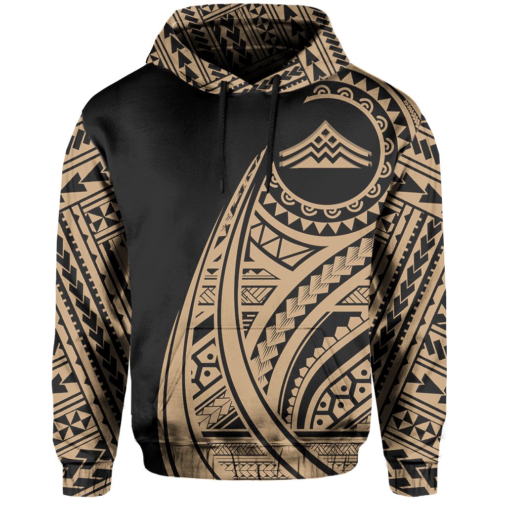 Hawaii Mauna Kea Polynesian Hoodie Tatoo Style Gold - Polynesian Pride