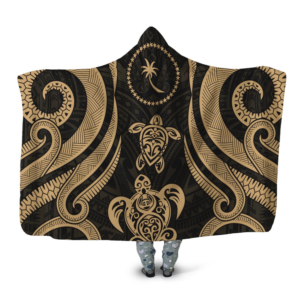 Chuuk Hooded Blanket - Gold Tentacle Turtle Hooded Blanket Gold - Polynesian Pride