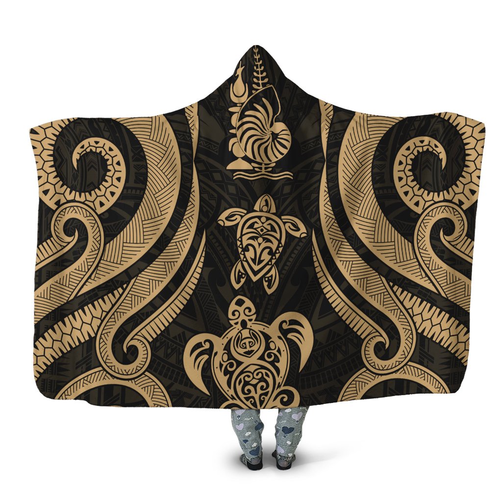 New Caledonia Hooded Blanket - Gold Tentacle Turtle Hooded Blanket Gold - Polynesian Pride