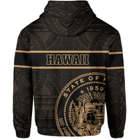Polynesian Kakau Kanaka Seal of Hawaii Zip Hoodie Gold - Polynesian Pride