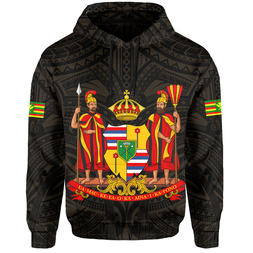 Polynesian Kanaka Maoli Royal Coat of Arms Hawaii Hoodie Gold - Polynesian Pride
