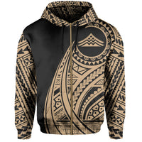 Hawaii Mauna Kea Polynesian Zip up Hoodie Tatoo Style Gold - Polynesian Pride