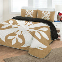 Hawaiian Royal Pattern Quilt Bed Set - Gold - F3 Style - AH - Polynesian Pride