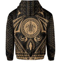 Polynesian Kakau Kanaka Turtle Map Hawaii Hoodie Circle Style Gold - Polynesian Pride