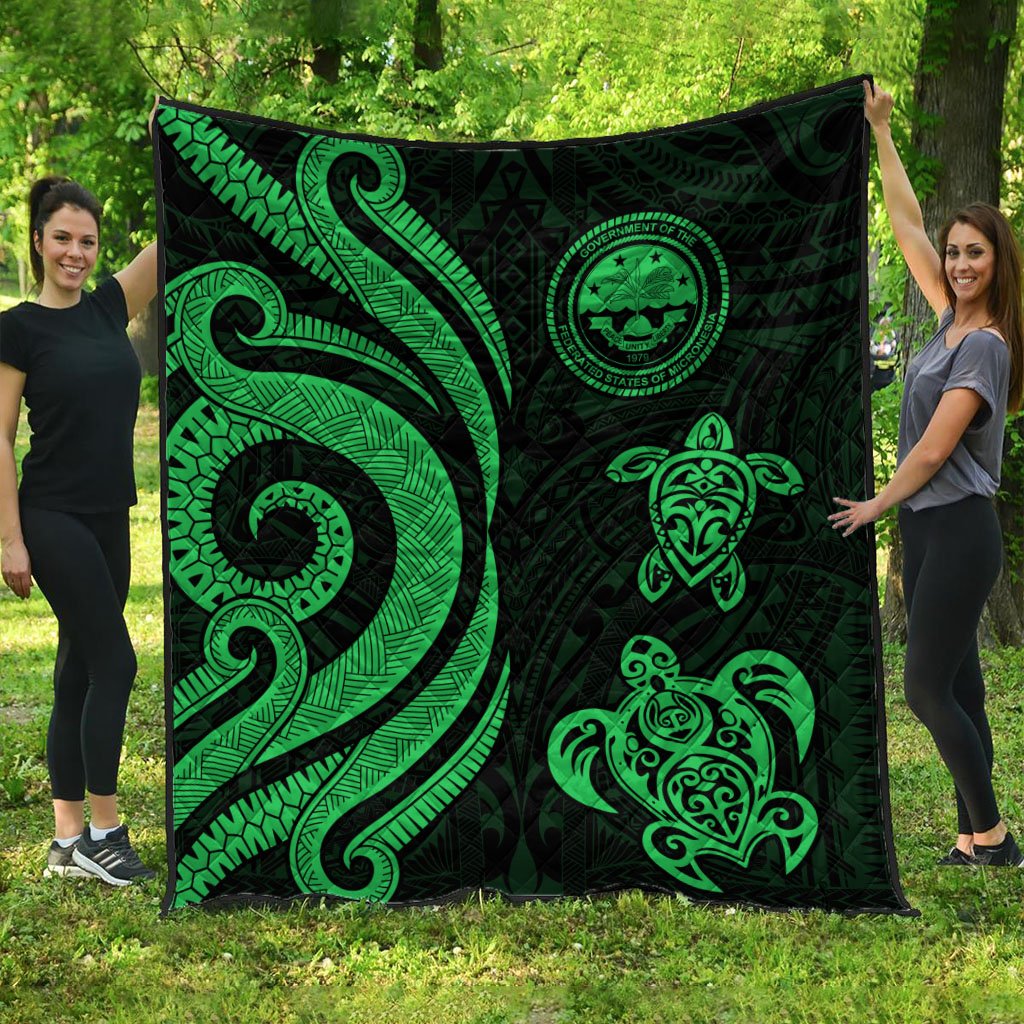 Federated States of Micronesia Premium Quilt - Green Tentacle Turtle Green - Polynesian Pride