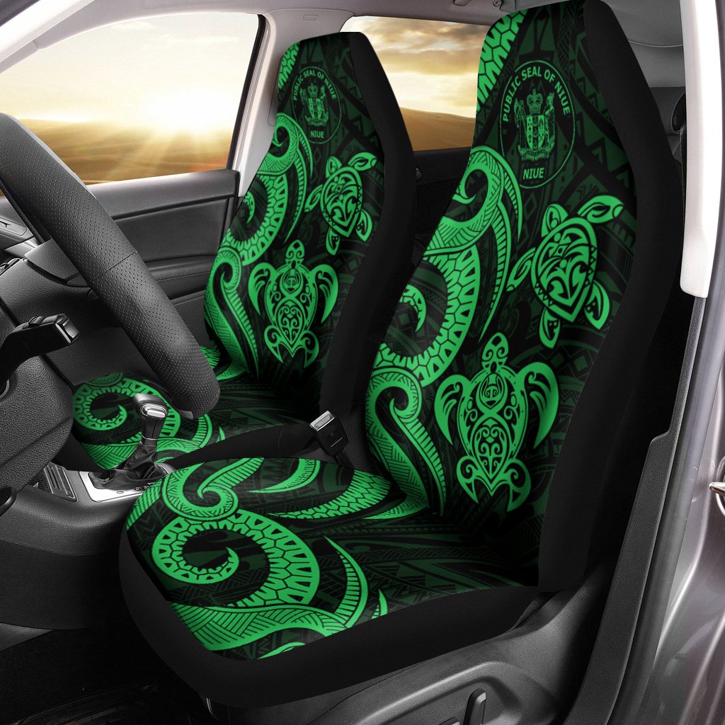 Niue Car Seat Covers - Green Tentacle Turtle Universal Fit Green - Polynesian Pride