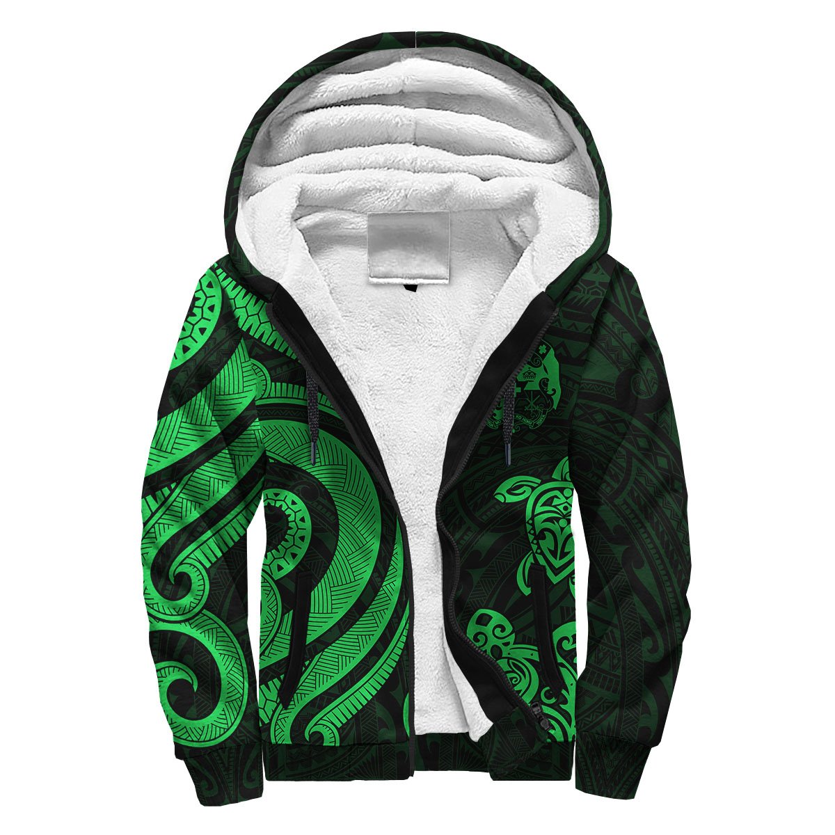 Tonga Sherpa Hoodie - Green Tentacle Turtle Green - Polynesian Pride