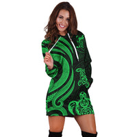 Tuvalu Women Hoodie Dress - Green Tentacle Turtle - Polynesian Pride