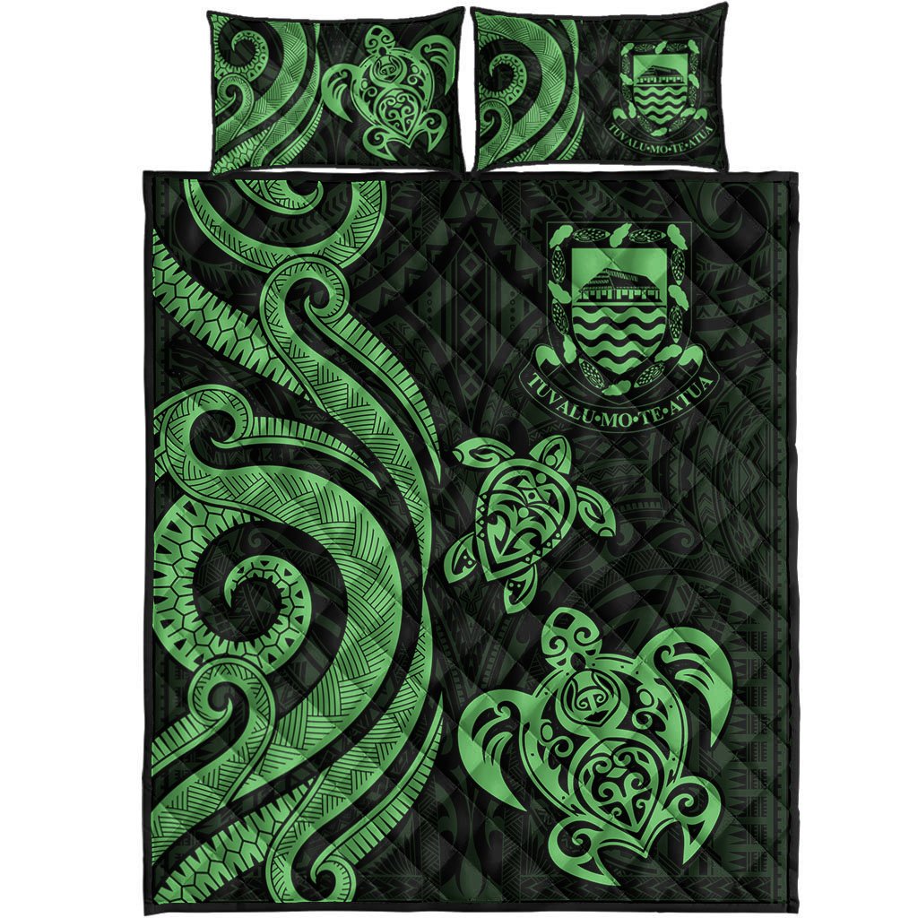 Tuvalu Quilt Bed Set - Green Tentacle Turtle - Polynesian Pride
