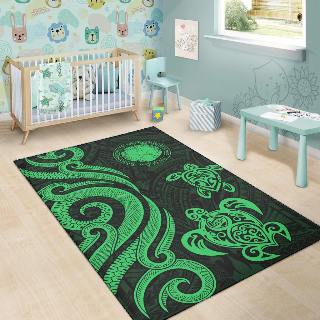 Northern Mariana Islands Area Rug - Green Tentacle Turtle - Polynesian Pride