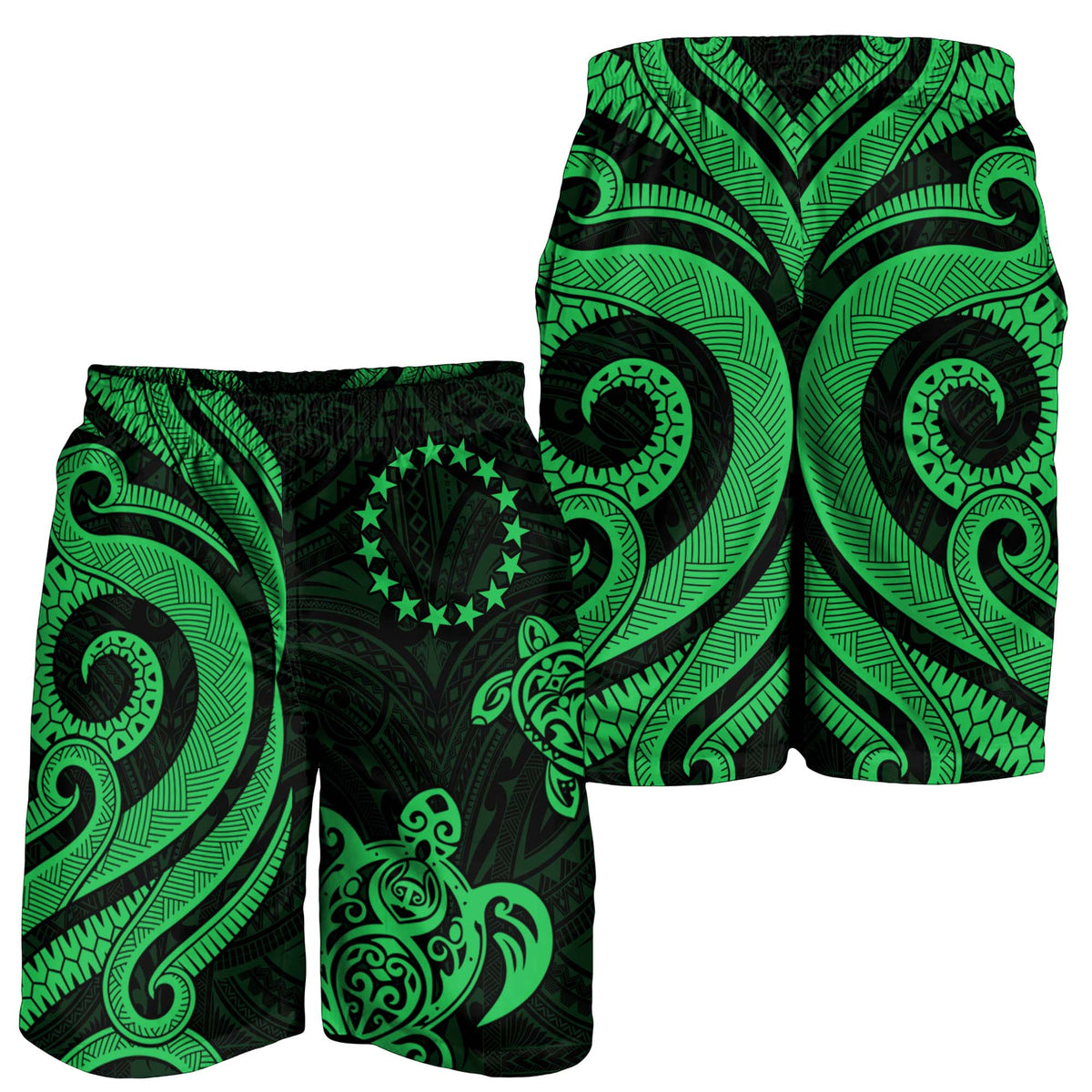 Cook Islands Men's Short - Green Tentacle Turtle - Polynesian Pride