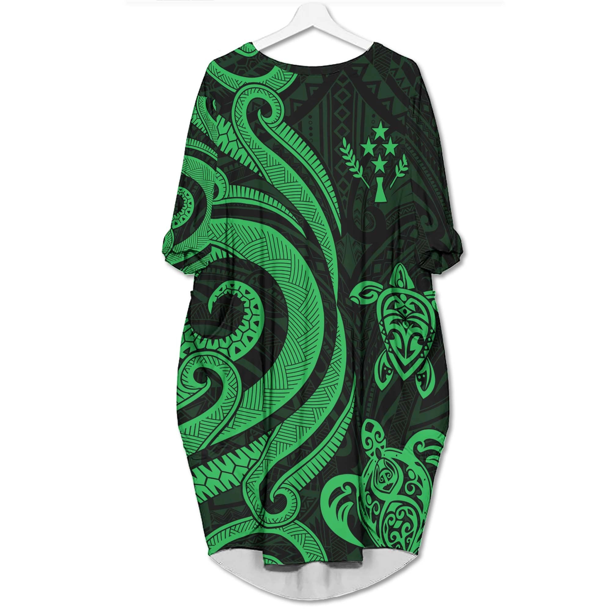 Kosrae Batwing Pocket Dress - Green Tentacle Turtle Women Green - Polynesian Pride