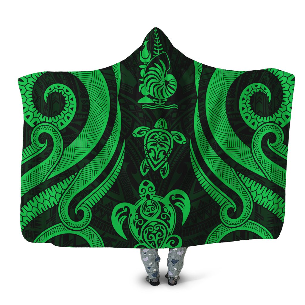 New Caledonia Hooded Blanket - Green Tentacle Turtle Hooded Blanket Green - Polynesian Pride