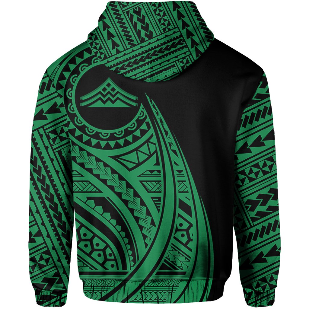 Hawaii Mauna Kea Polynesian Hoodie Tatoo Style Green - Polynesian Pride