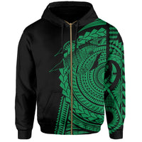 Hawaii Polynesian Zip Hoodie In My Heart Ryan Style Green - Polynesian Pride