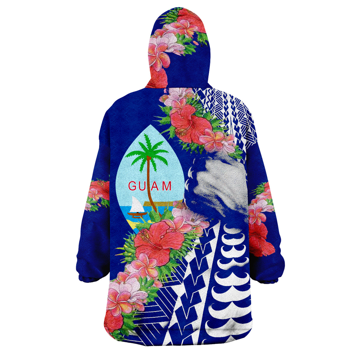 Guam Flag Curve Style Wearable Blanket Hoodie LT9 - Polynesian Pride