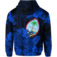 Guam Polynesian Hoodie Tropical Flowers Blue LT8 - Polynesian Pride