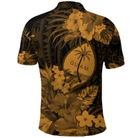Guam Polynesian Polo Shirt Tropical Flowers Tan LT8 - Polynesian Pride