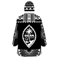 Guam Polynesian Black And White Wearable Blanket Hoodie LT9 - Polynesian Pride