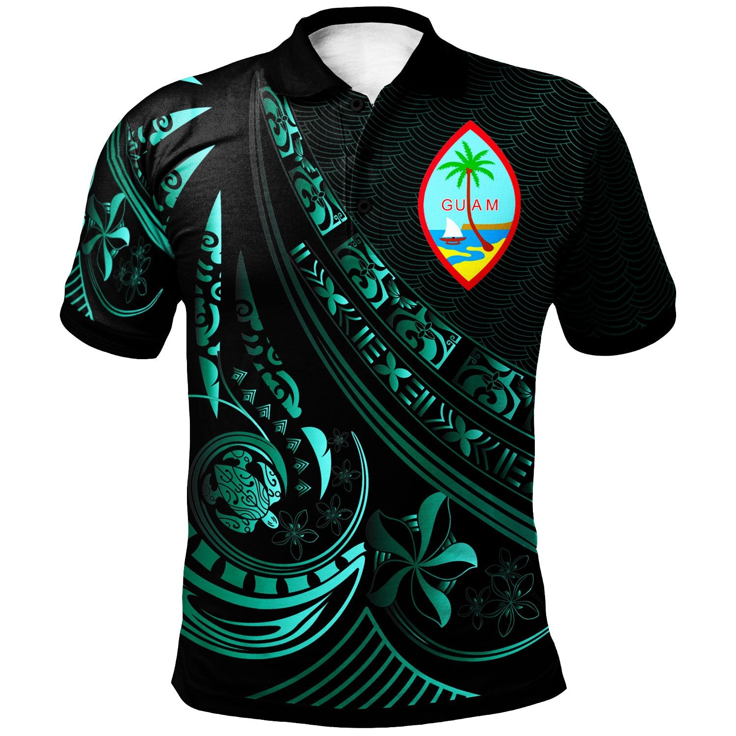 Guam Polo Shirt The Flow Of The Ocean Green Unisex Green - Polynesian Pride