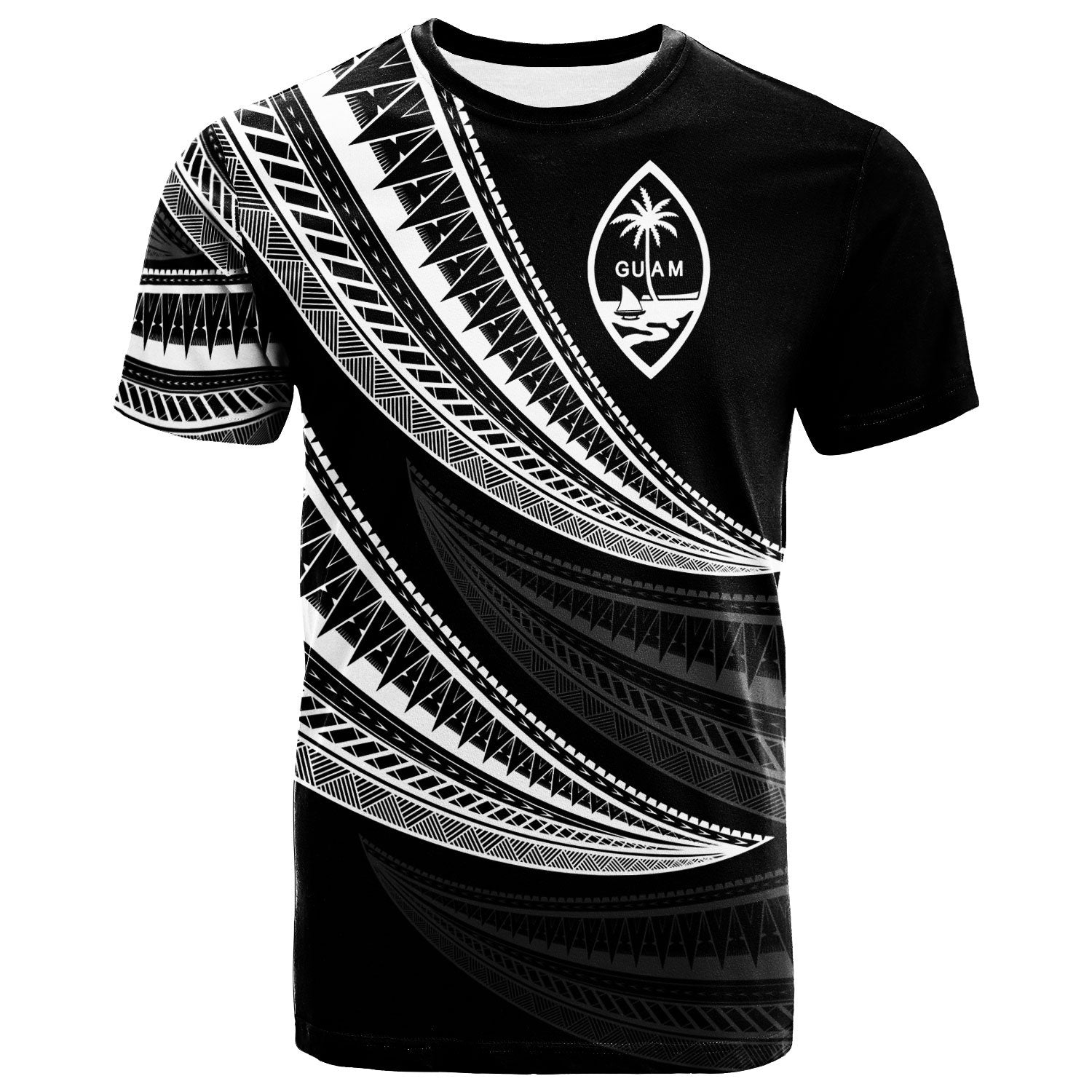 Guam Custom T Shirt Wave Pattern Alternating White Color Unisex White - Polynesian Pride