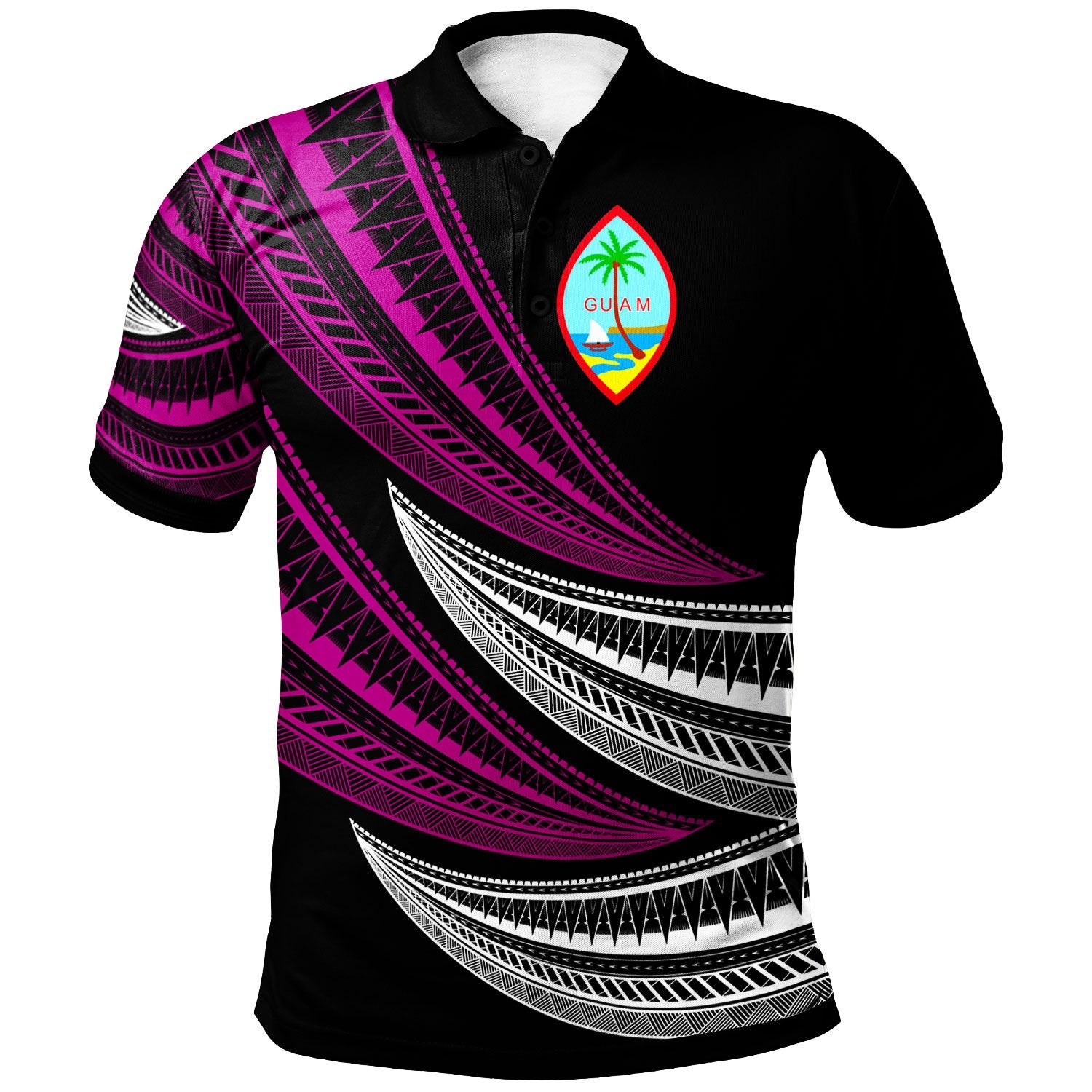 Guam Custom Polo Shirt Wave Pattern Alternating Purple Color Unisex Purple - Polynesian Pride