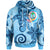 Guam Hoodie Tribal Plumeria Pattern Unisex Blue - Polynesian Pride