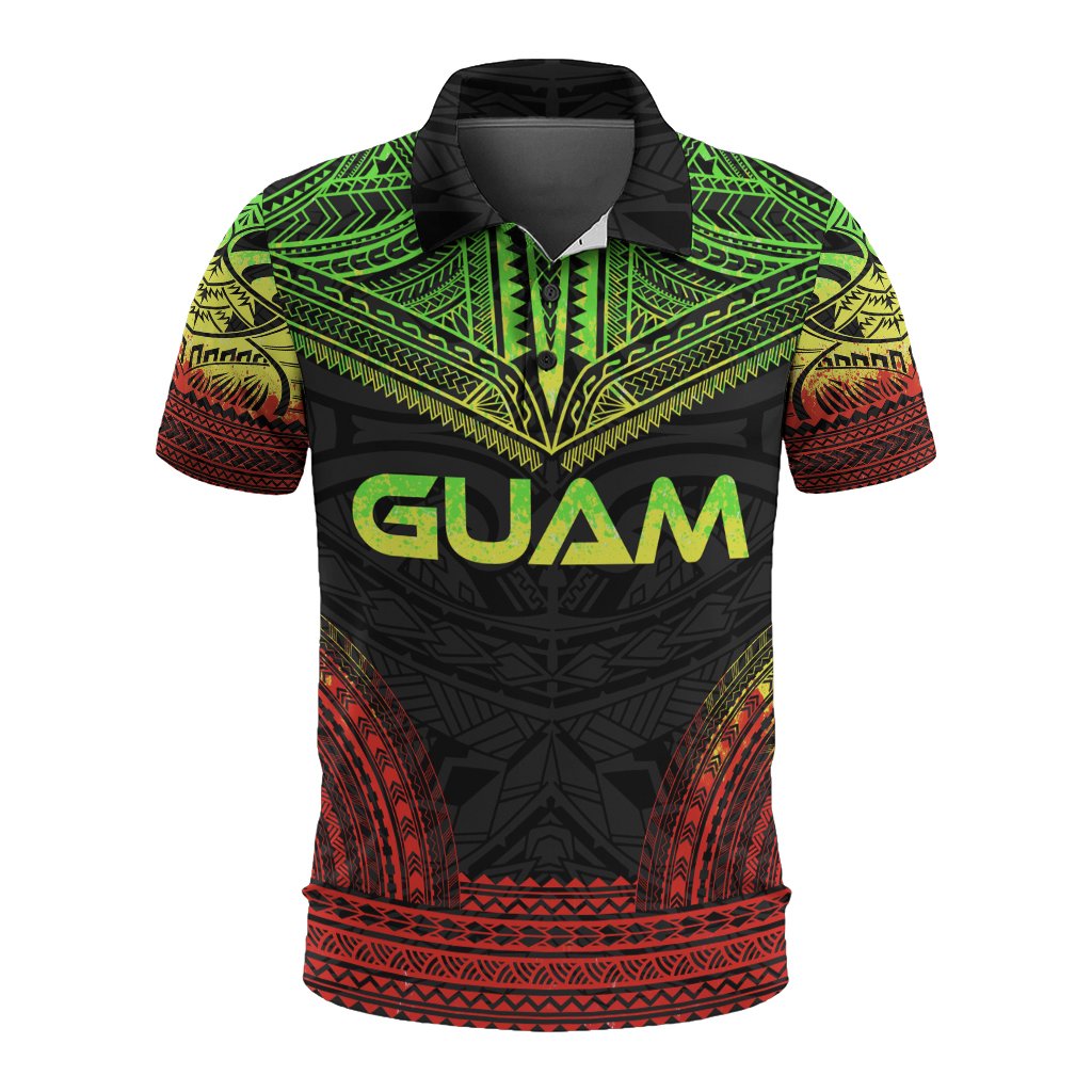 Guam Polo Shirt Guahan Coat Of Arms Polynesian Chief Tattoo Reggae Version Unisex Reggae - Polynesian Pride