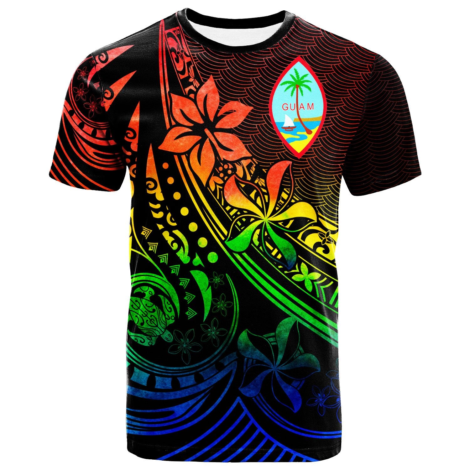 Guam T Shirt The Flow of The Ocean Rainbow Color Unisex Rainbow - Polynesian Pride