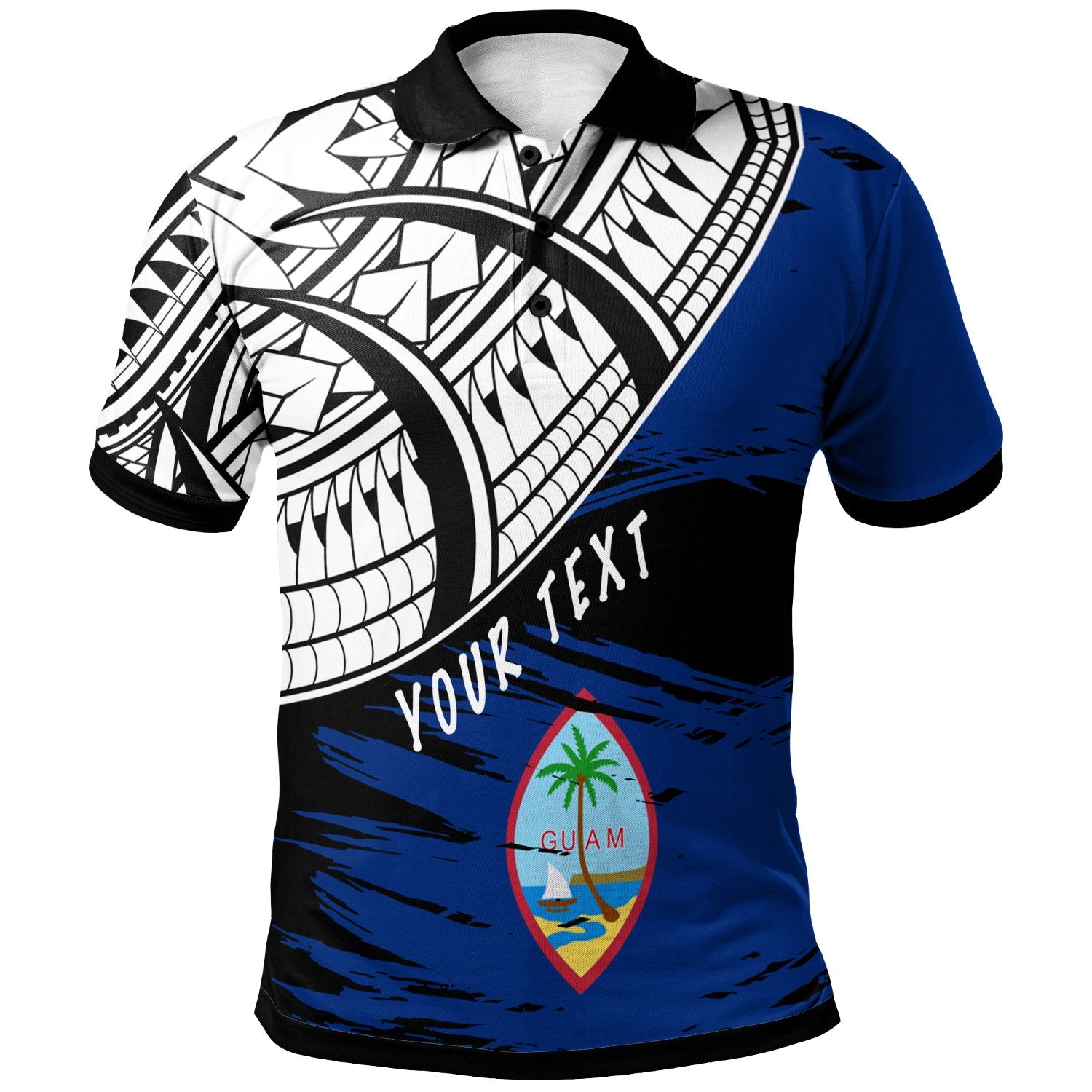Guam Custom Polo Shirt Guahan Flag Style With Claw Pattern Unisex Blue - Polynesian Pride