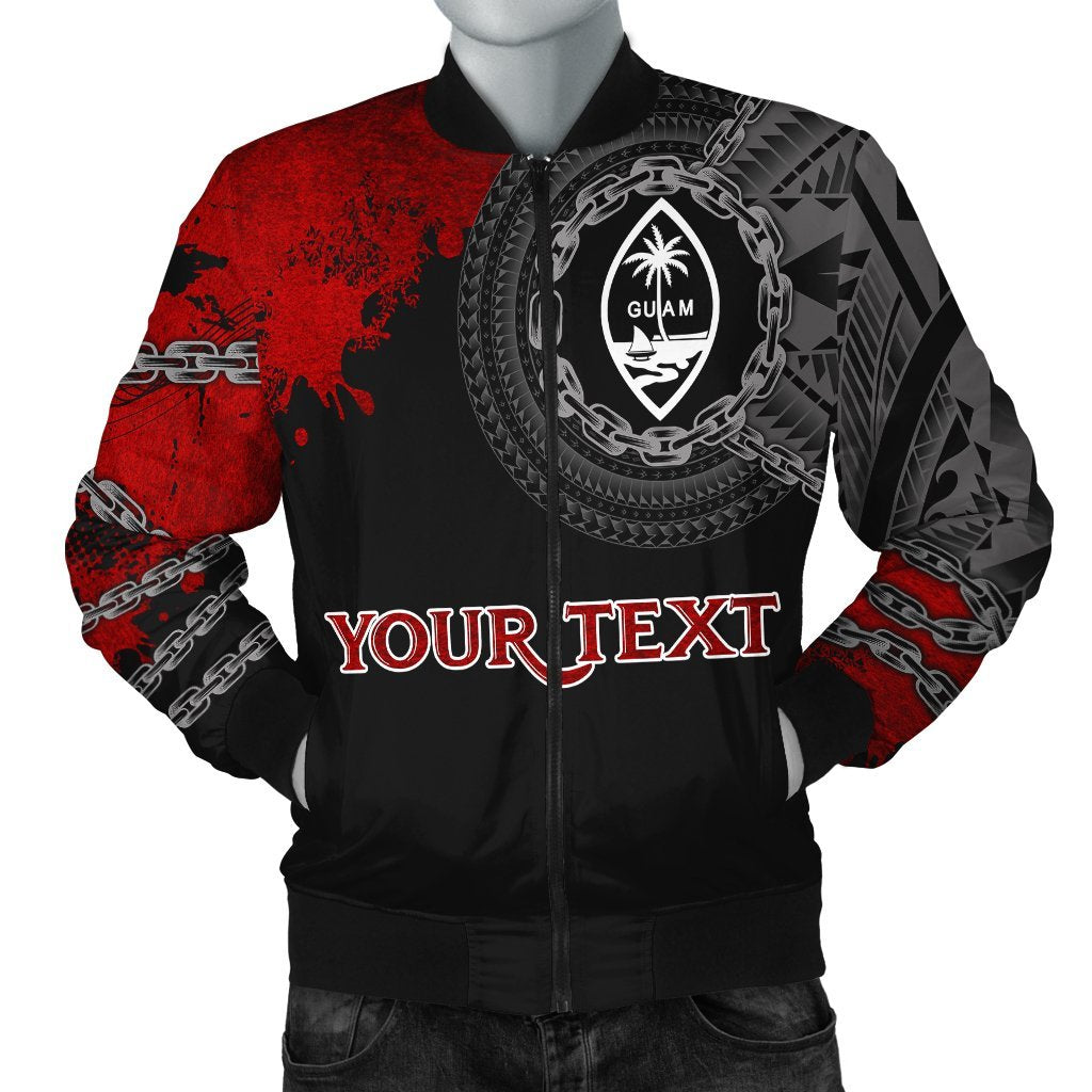 Guam Polynesian Personalised Men's Bomber Jacket - Polynesian Chain Style Black - Polynesian Pride