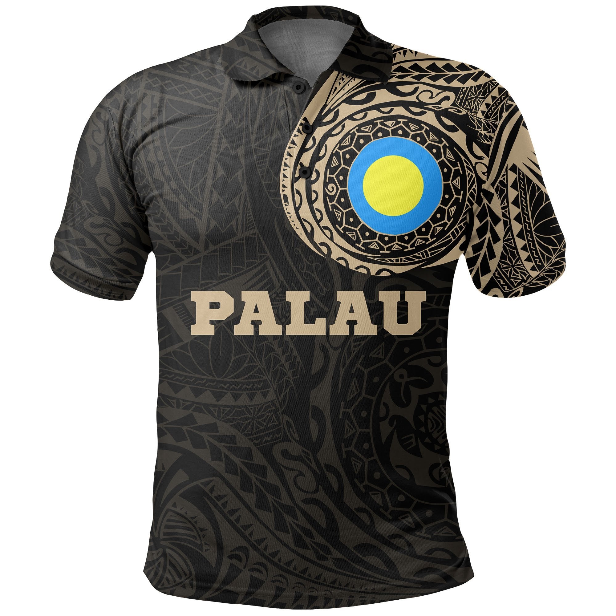 Palau Polo Shirt Palau Flag Polynesian Tattoo A7 Unisex Black - Polynesian Pride