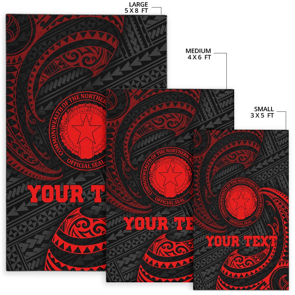Northern Mariana Islands Polynesian Custom Personalised Area Rug - Red Tribal Wave - Polynesian Pride
