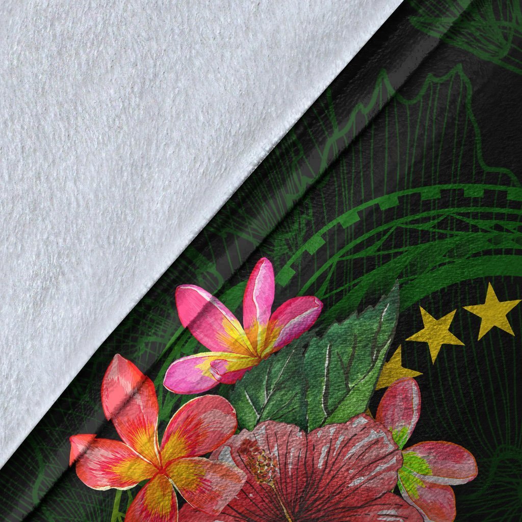Cook Islands Polynesian Custom Personalised Blanket - Floral With Seal Flag Color - Polynesian Pride