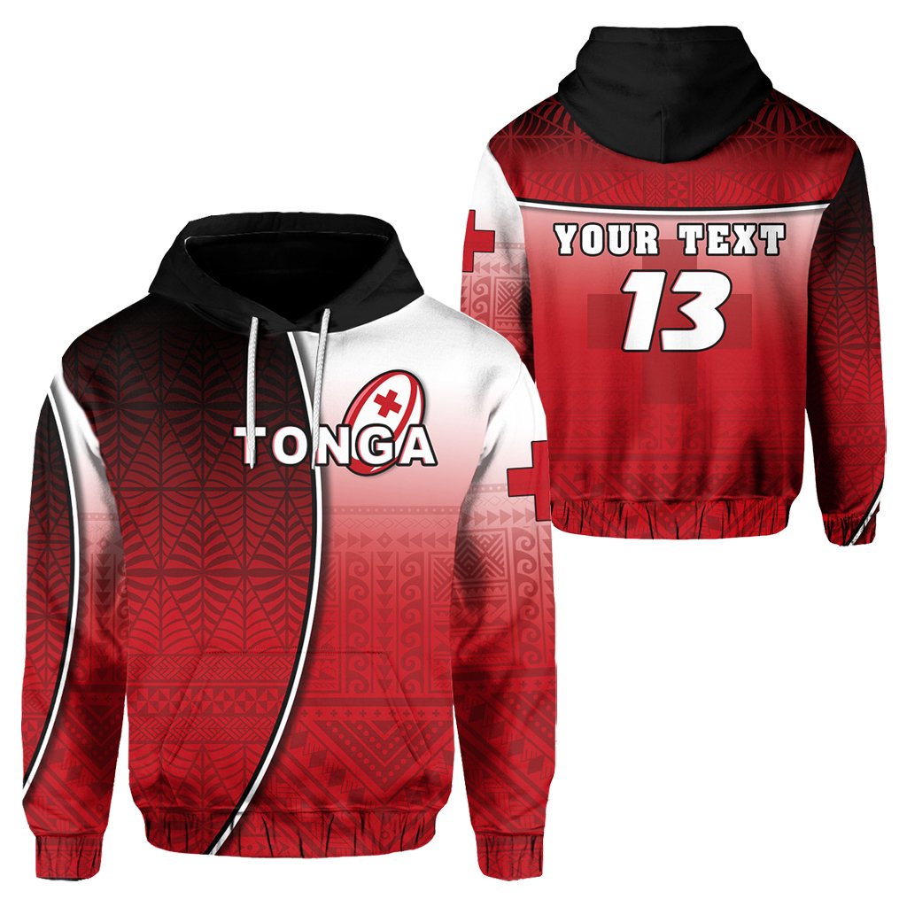 Custom Tonga Rugby Hoodie Impressive Version Custom Text and Number Unisex Red - Polynesian Pride