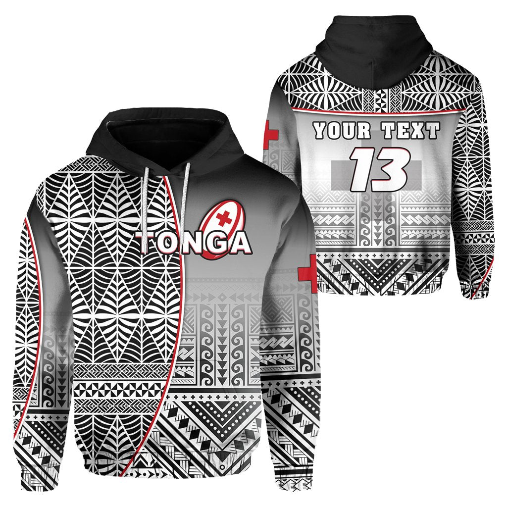 Custom Tonga Rugby Hoodie Impressive Version Black Custom Text and Number Unisex Black - Polynesian Pride