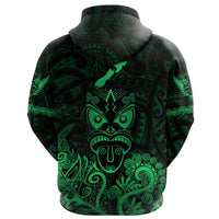 Maori Aotearoa Rugby Haka Hoodie New Zealand Silver Fern Green - Polynesian Pride