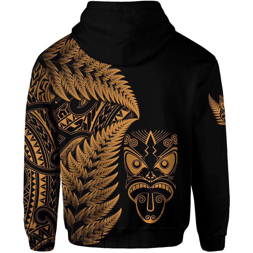 New Zealand Haka Rugby Maori Zip Hoodie Silver Fern Vibes Gold LT8 - Polynesian Pride