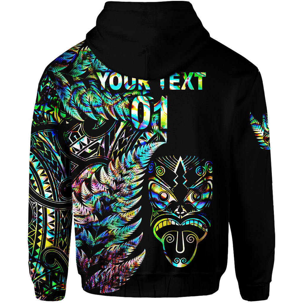 Custom New Zealand Haka Rugby Maori Zip Hoodie Silver Fern Vibes Paua Shell LT8 - Polynesian Pride