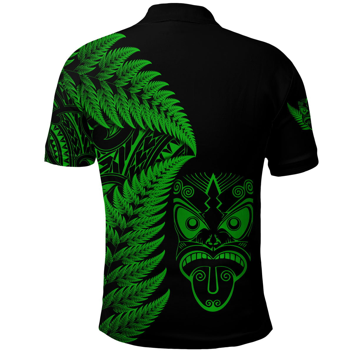 New Zealand Haka Rugby Maori Polo Shirt Silver Fern Vibes Green LT8 - Polynesian Pride
