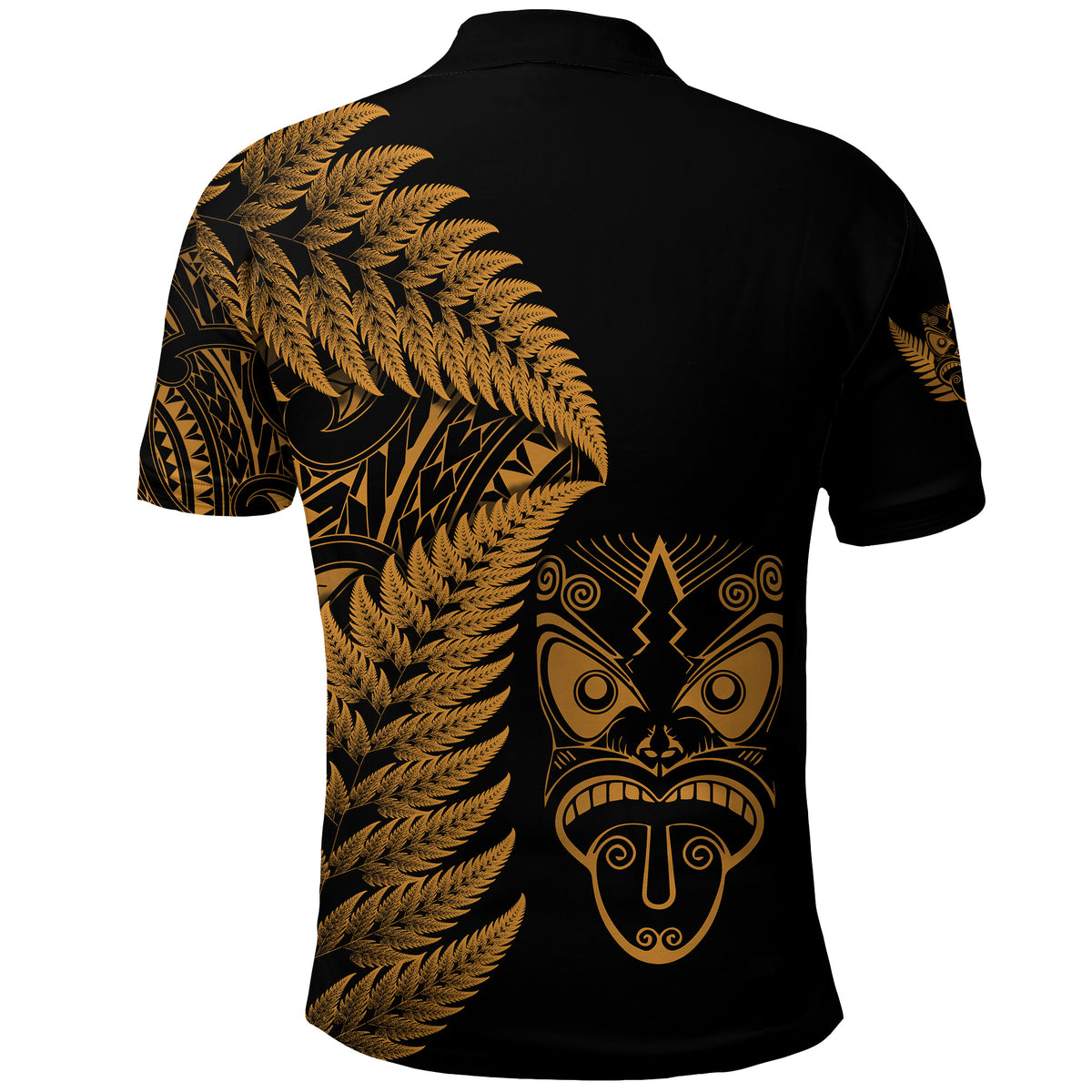 New Zealand Haka Rugby Maori Polo Shirt Silver Fern Vibes Gold LT8 - Polynesian Pride