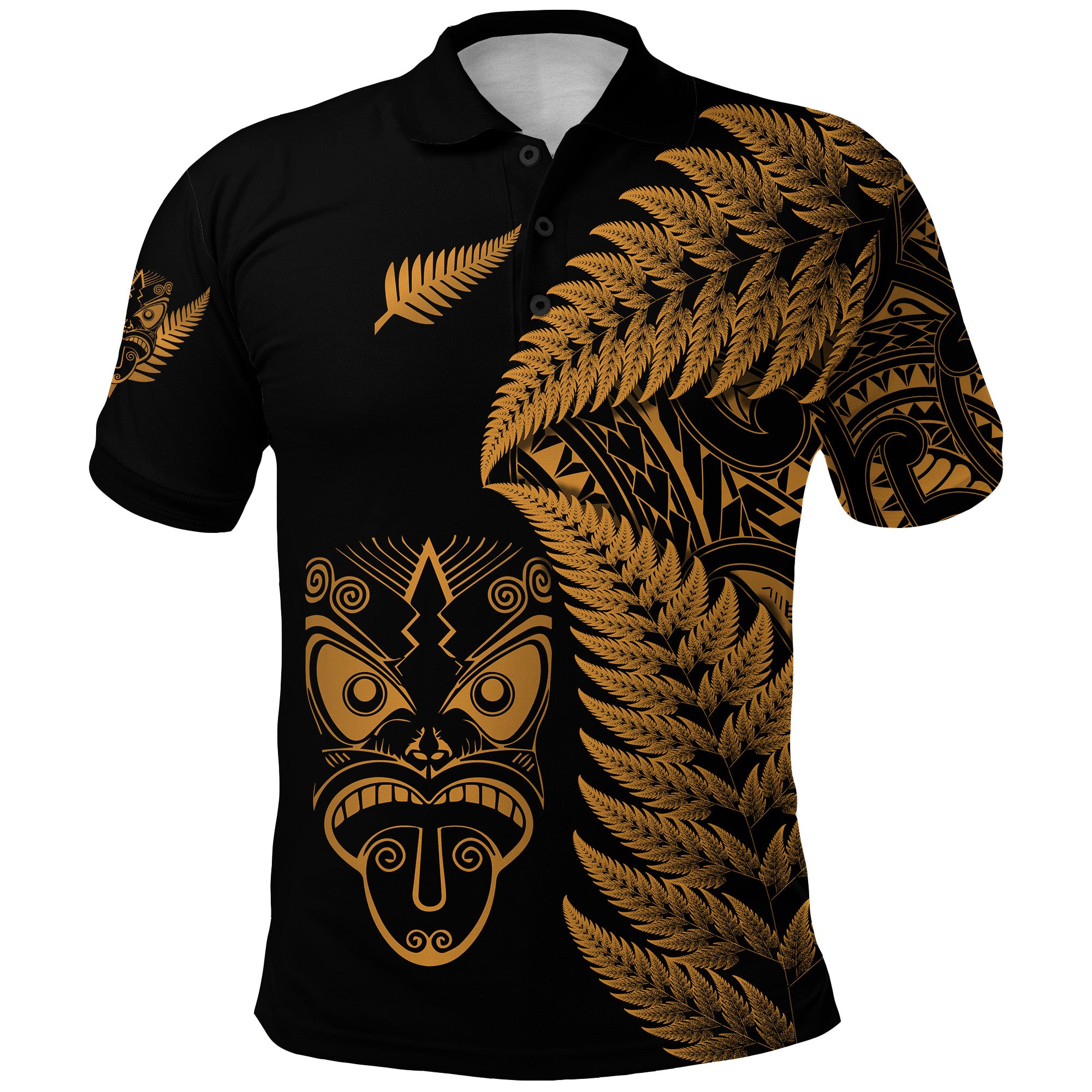 New Zealand Haka Rugby Maori Polo Shirt Silver Fern Vibes Gold LT8 - Polynesian Pride